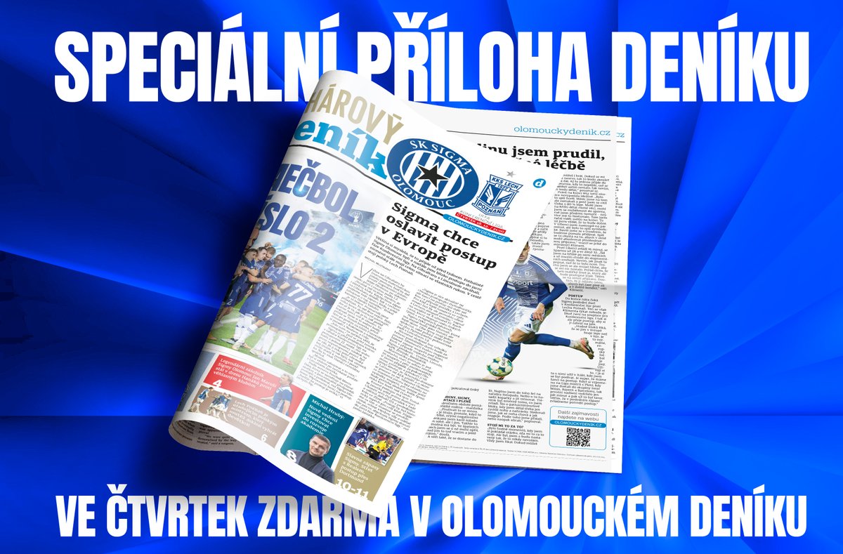 Ve čtvrtek v <a href="/olomouckydenik/">Olomoucký deník</a> speciální Pohárový deník ZDARMA k utkání konferenční ligy <a href="/SKSigmaOlomouc/">SK Sigma Olomouc</a> vs. <a href="/LechPoznan/">Lech Poznań</a>