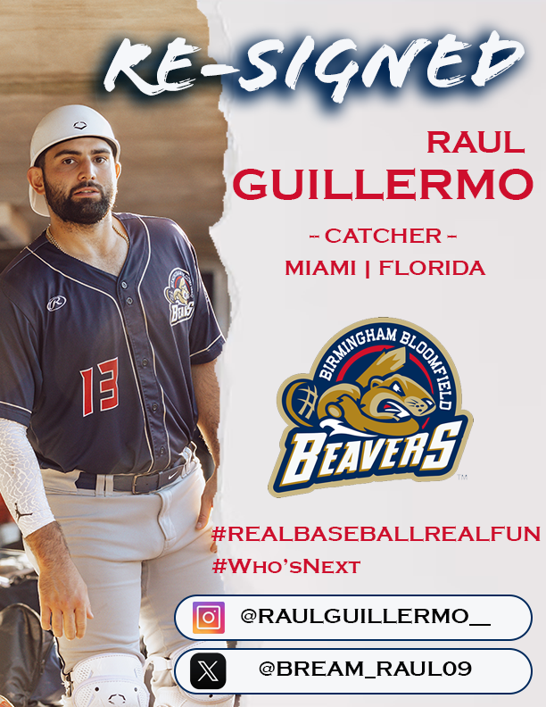 The Birmingham Bloomfield Beavers of the USPBL are excited to announce the resigning of catcher Raul Guillermo for the 2026 season.
#WhosNext
#RealBaseballRealFun
#PlayerDevelopment