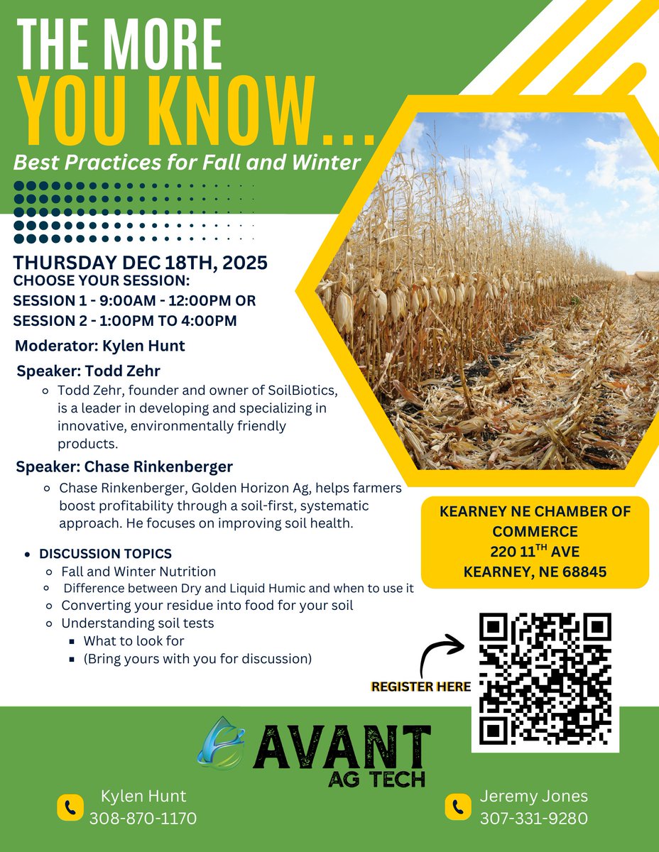 AvantAgTech's tweet image. Decisions Made Now Matter Later

🌾 Important nutrition decisions aren’t always made in spring.

Fall and winter are where foundations are built—in soil health, nutrient efficiency, and crop resilience.

📆 Dec. 18 | Join us tomorrow
🔗 Register today: avantagtech.com/dec-18th-meeti…
