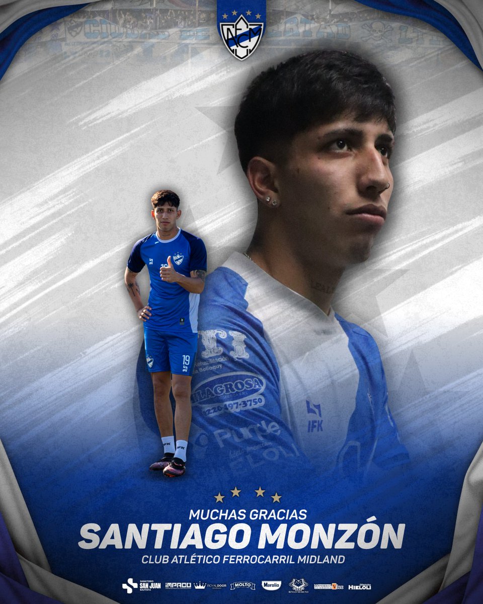 🇫🇮 ¡𝙈𝙐𝘾𝙃𝘼𝙎 𝙂𝙍𝘼𝘾𝙄𝘼𝙎 𝙎𝘼𝙉𝙏𝙄𝘼𝙂𝙊! 🫂

El Club Atlético Ferrocarril Midland, comunica que el jugador Santiago Monzón ya no forma parte de nuestra institución.

Le deseamos lo mejor en todo lo que se le venga.

👋🏼 ¡Gracias Campeón @monzonsantiago6 ! 🫂