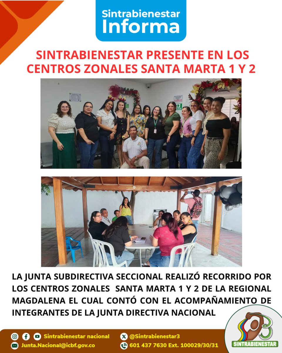 #SINTRABIENESTARINFORMA Se realizó recorridos por los centros zonales Santa Marta 1 y 2 del <a href="/ICBFColombia/">Bienestar Familiar | ICBF</a> los trabajadores/as manifestaron sus inquietudes participando de manera activa.
