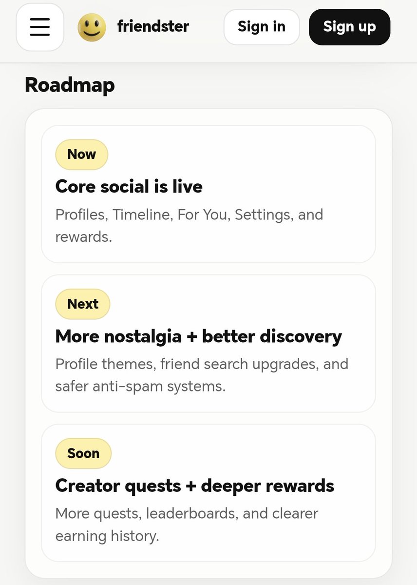friendsterfun's tweet image. $FRIENDSTER roadmap is simple. Bring back classic social network fun but with @solana onchain twist