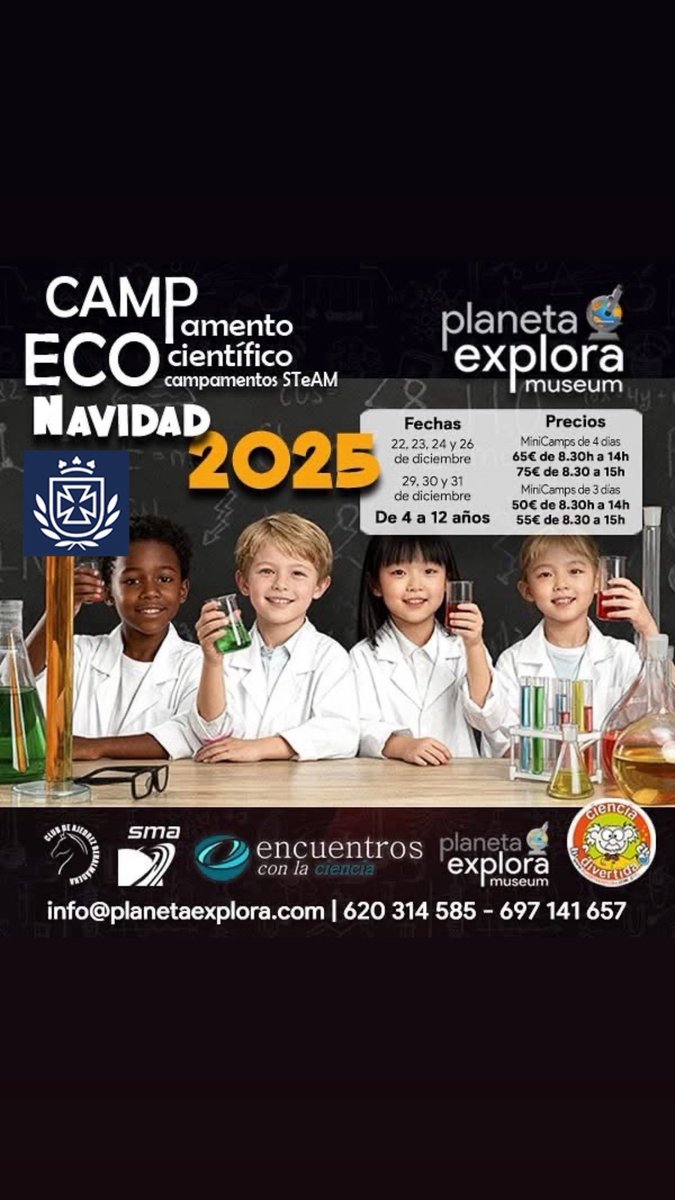 PlanetaExplora's tweet image. Última semana de curso hasta enero y esperando empezar XmasCamps, hasta el viernes con visitas escolares en Alhaurín y en Benalmádena. Y preparando un segundo trimestre repleto de buena ciencia escolar!!