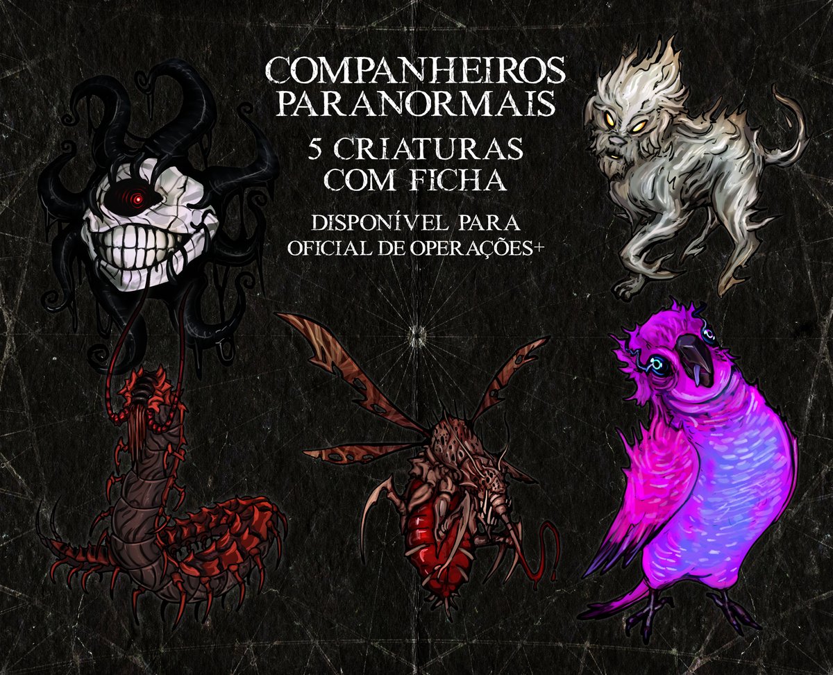 AConfidenciais's tweet image. PETS DO OUTRO LADO 🦜

Já está disponível para apoiadores de nível Oficial de Operações e acima a expansão do nosso suplemento de Companheiros Paranormais, com 5 novas criaturas para acompanharem a sua equipe em jogo!

#OrdemParanormal #HEXATOMBE #RPG 

🧵+