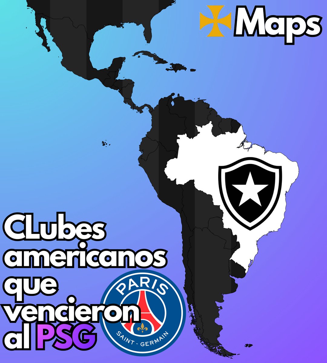 mapas_x's tweet image. 🌎 Clubes americanos que vencieron al PSG: