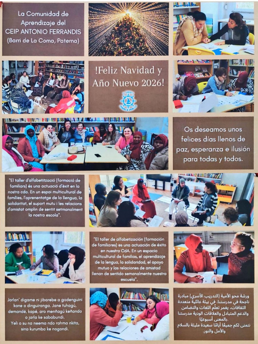 Cerramos 1er trimestre del Taller Alfa de Mujeres del CEIP CdA Antonio Ferrandis (La Coma). Aprendiendo juntas, agradecidas por el apoyo de la escuela, del <a href="/WhiteRose_UV/">White Rose Research Center</a>, de la CdA EA La Verneda-San Martí y felices de protagonizar la postal de Navidad del centro 💜