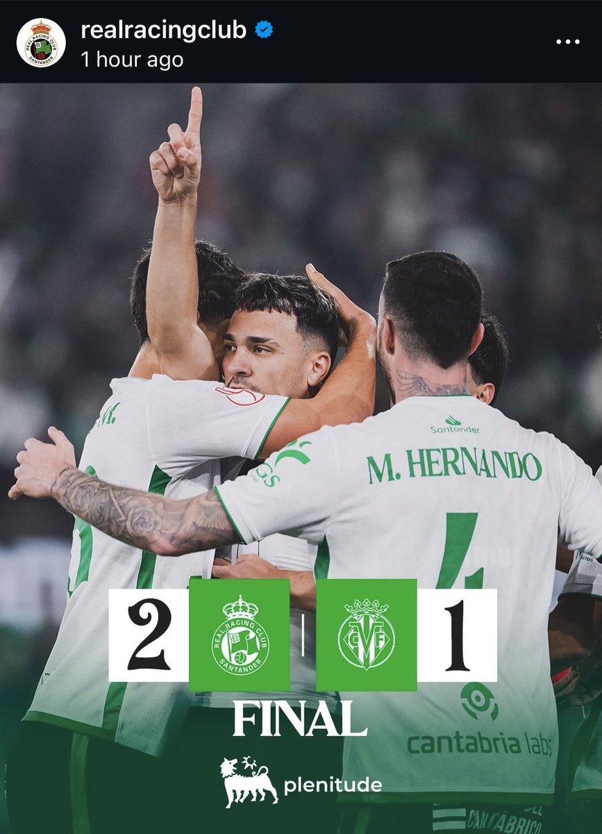 La vida, en ocasiones, te devuelve lo que te quitó. Todavía recuerdo esa tragedia vivida en la grada de la cerámica <a href="/VillarrealCF/">Villarreal CF</a> y han pasado 18 meses. El fútbol, nos debía una. Orgulloso de esta familia <a href="/realracingclub/">Real Racing Club</a>