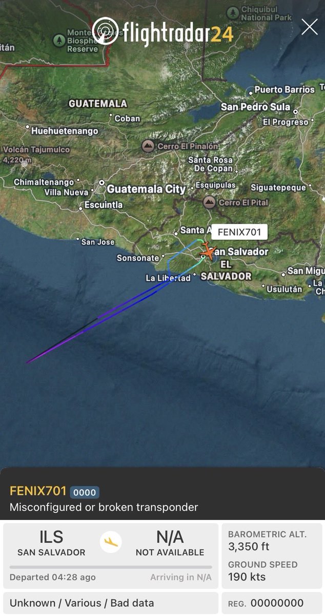 prefix64's tweet image. FENIX701 | Cessna Citation Longitude MPA
Returning to Ilopango (MSSS) 🇸🇻 after a pacific mission