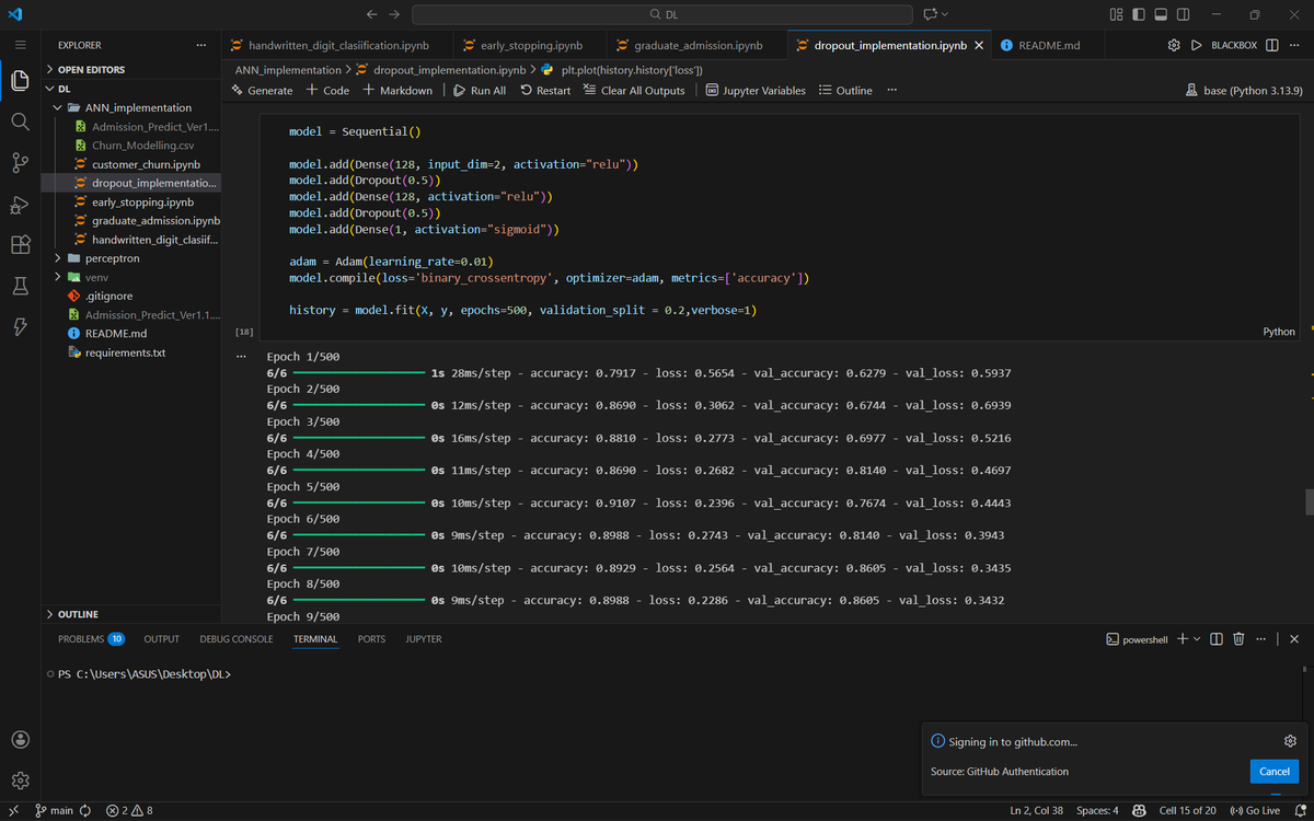 sarwagyasonline's tweet photo. Day 1 |

✅ Set up the environment for my ML project (really hectic 😮‍💨)
✅ Built a few ML pipelines
✅ Implemented Dropout layer in ANN
✅ Learned various activation functions
✅ LeetCode: solved Fruit Into Baskets (LC #904) 🍎🍌
❌ Did not revise any core subjects today https://t.co/GX6Qn4yZGh