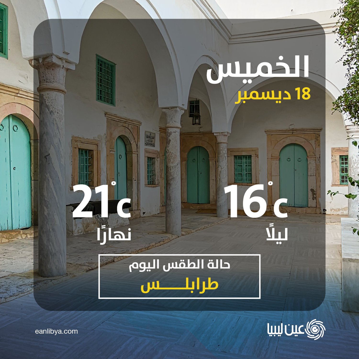 درجات الحرارة المتوقعة اليوم الخميس في العاصمة #طرابلس 