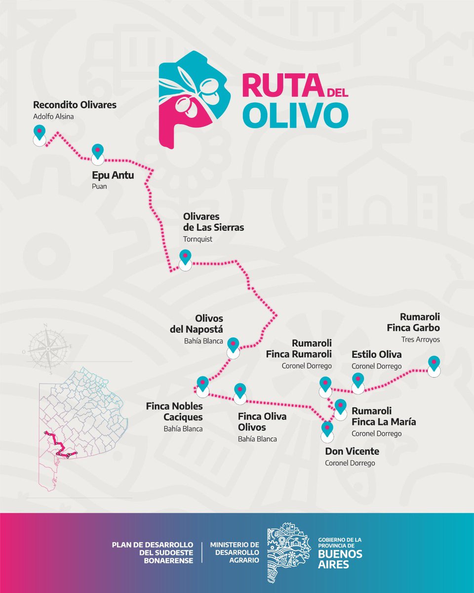 🌿 Ruta del Olivo Bonaerense

La Ruta del Olivo es un circuito productivo de la provincia de Buenos Aires que invita a conocer el proceso de elaboración del aceite de oliva virgen extra bonaerense, reconocido entre los mejores del mundo.

(Sigue)