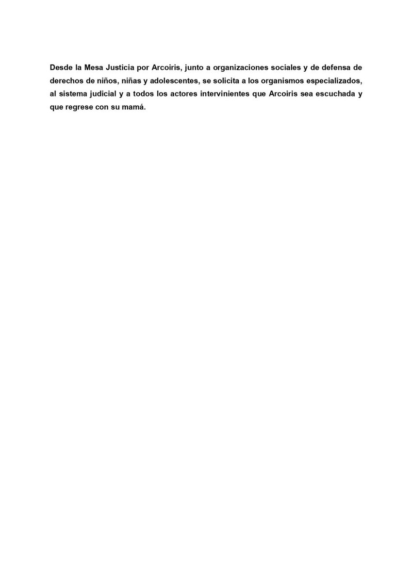 Una nueva maniobra perversa y extorsiva de la (IN)Justicia de La Rioja se llevó a la niña Arcoíris, separándola de su mamá.
Una vez más, avasallan los derechos de la niña.
Exigimos que la devuelvan con su mamá. ¡Arcoíris nos necesita!
Seremos muralla de protección y cuidado.