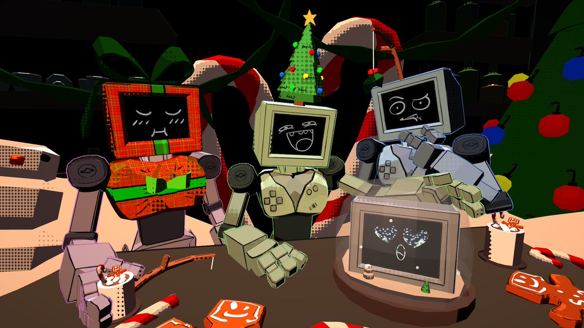 PigBotGames's tweet photo. Check out the newest Expolosive Odds Update. V1.3.0 The Holiday Update! New costumes, Face shaders, a new ability and lots of holiday theming. 🤖🎄 https://t.co/6e907BNlWn