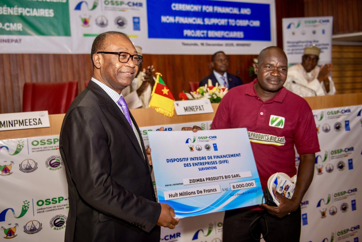 The 179 enterprises supported by the #OSSP_CMR🇨🇲 Project received a variety of financial and non-financial assistance, including #ProductionEquipment: tricycles, generators, incubators, dryers, solar panels; #Inputs: seeds, fertilizers, animal feed; subsidized #CreditLines, and