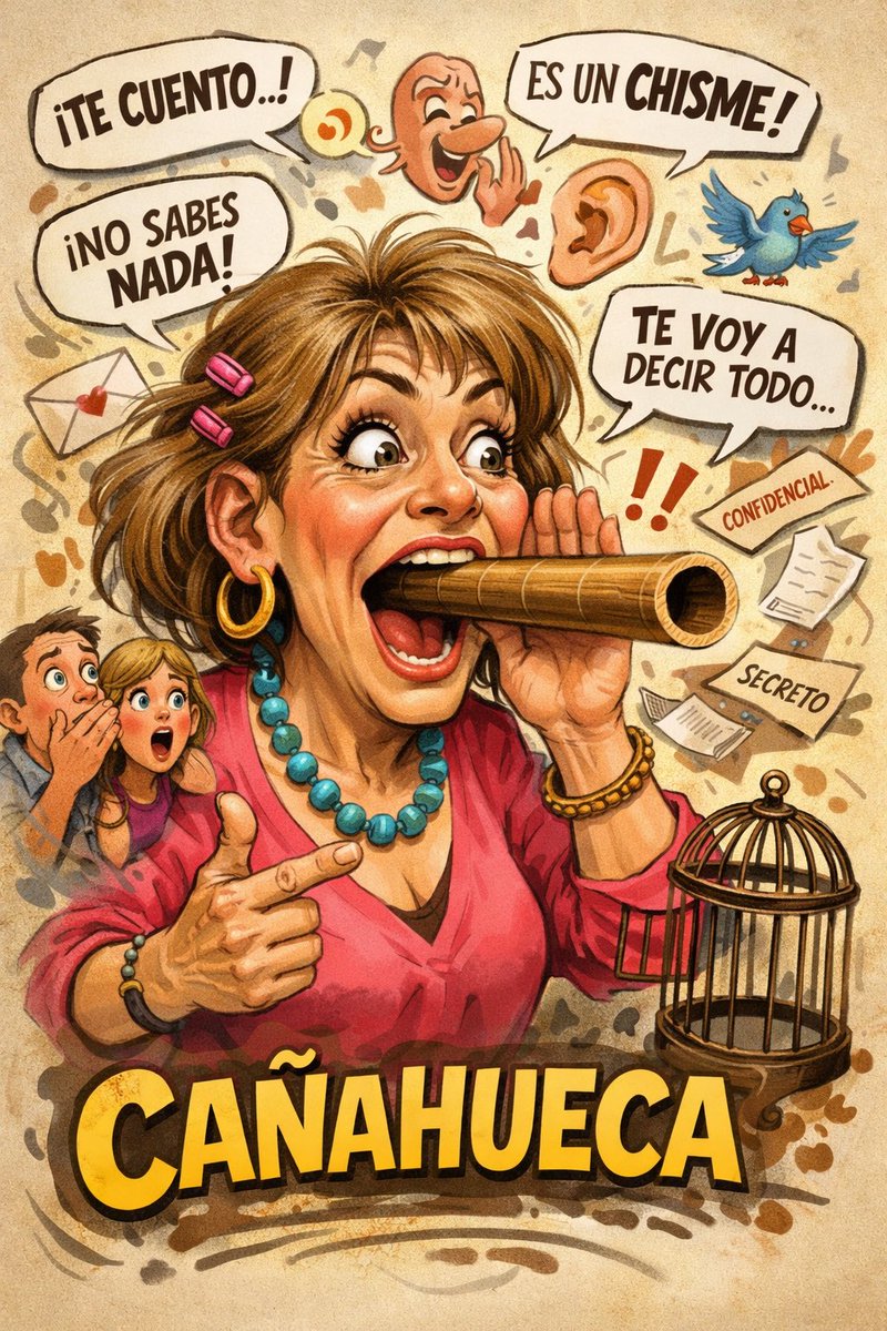 Cañahueca. Persona habladora y que no guardasecreto.