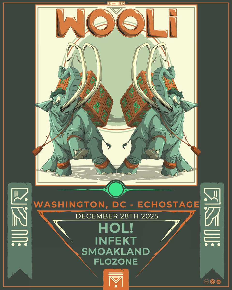 .<a href="/woolimusic/">🦣 WOOLI 🦣</a> brings an absolutely stacked lineup to his New Years Week show at Echostage on December 28th featuring <a href="/holdubz/">HOL!</a>, <a href="/infektdubstep/">INFEKT</a>, <a href="/SmoaklandBeats/">Smoakland</a>, &amp; <a href="/flozonebass/">flozone</a>. 

Tickets are selling fast, lock in at bit.ly/wooli25

Note: Doors are at 9pm!
