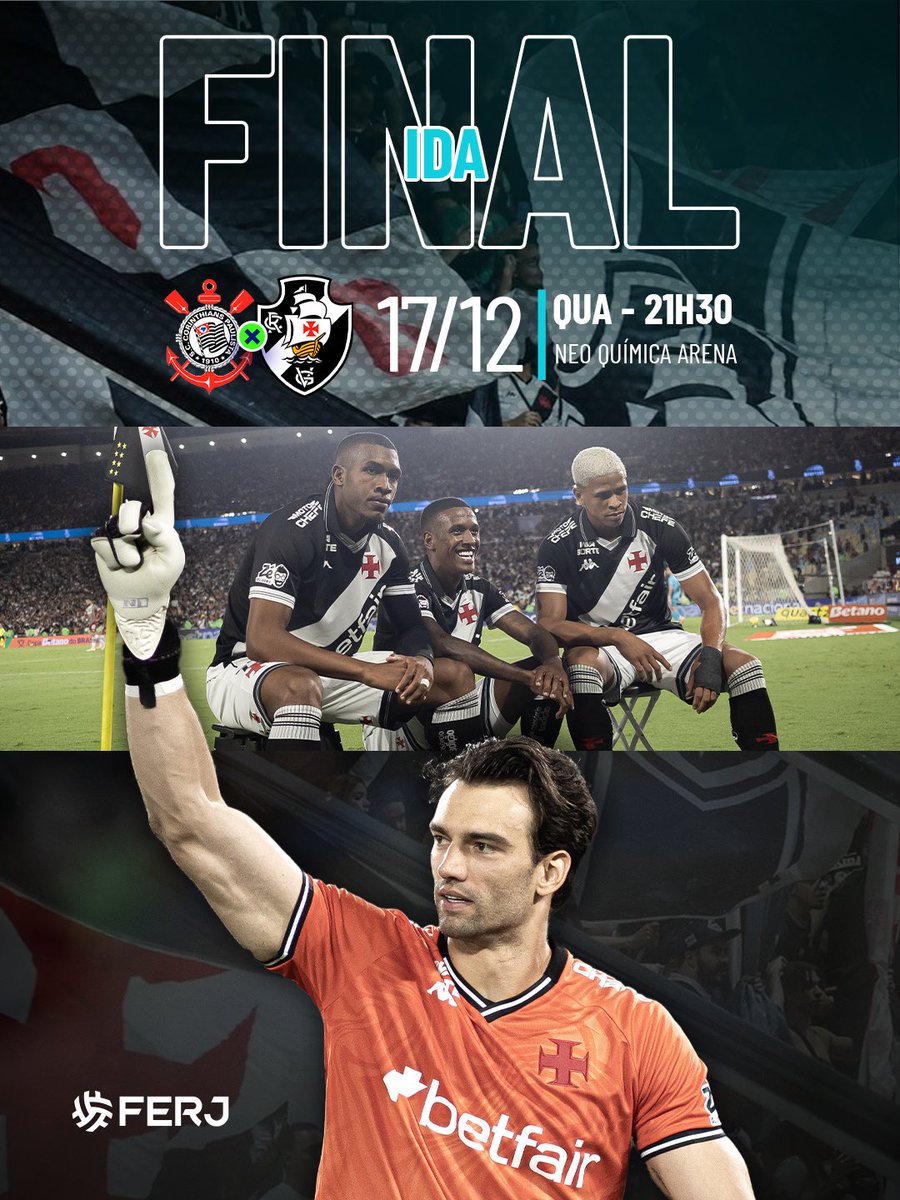 FFERJ's tweet image. 💥 COPA DO BRASIL - FINAL (IDA) 💥

O Vasco da Gama começa sua jornada em busca do bicampeonato da Copa do Brasil na noite desta quarta-feira (17/12), contra o Corinthians, em São Paulo, no jogo de ida da grande FINAL.

A partida de volta será no próximo domingo (21/12), às 18h,…