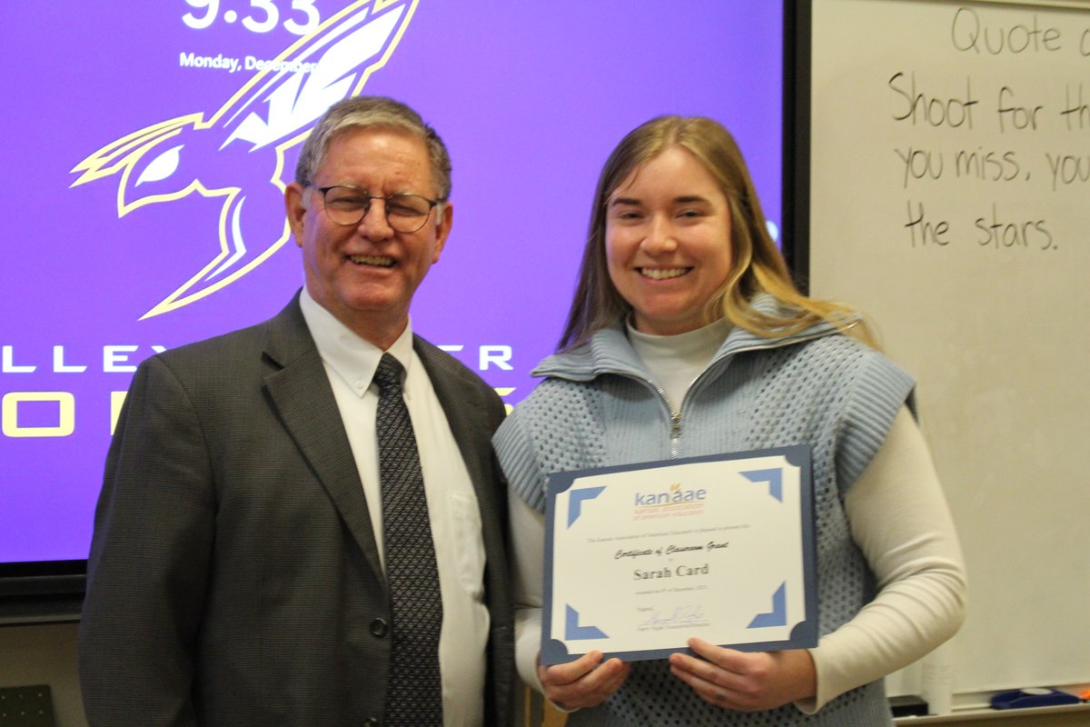 Sarah Card, Engineering/Drafting teacher <a href="/USD262/">USD262 Valley Center</a> was recently awarded a <a href="/kanaaeorg/">Kansas Teachers</a> $500 grant. Sarah will be purchasing tools, hardware kits and consumables for her engineering, robotics and power tools classes. Congratulations Sarah!