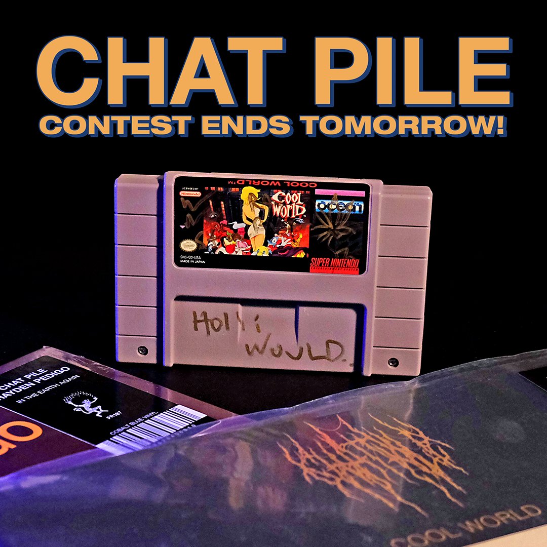 dBKillFeed's tweet image. ENTER HERE ➡️ tinyurl.com/dBCoolFeed
LESS THAN 24 HOURS to enter for a chance to win a Cool World SNES cart signed by all of the members of @ChatPileBand along with LP copies of In the Earth Again and Cool World for absolutely zero dollars! Contest ends tomorrow  at noon ET!