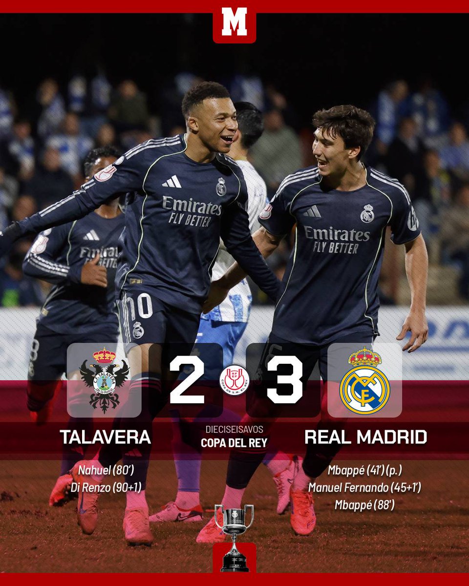 El Real Madrid sufre de lo lindo para meterse en octavos de Copa del Rey

Los blancos lo llegaron a tener encarrilado... pero acabaron sufriendo en Talavera

#CopadelRey #LaCopaMola