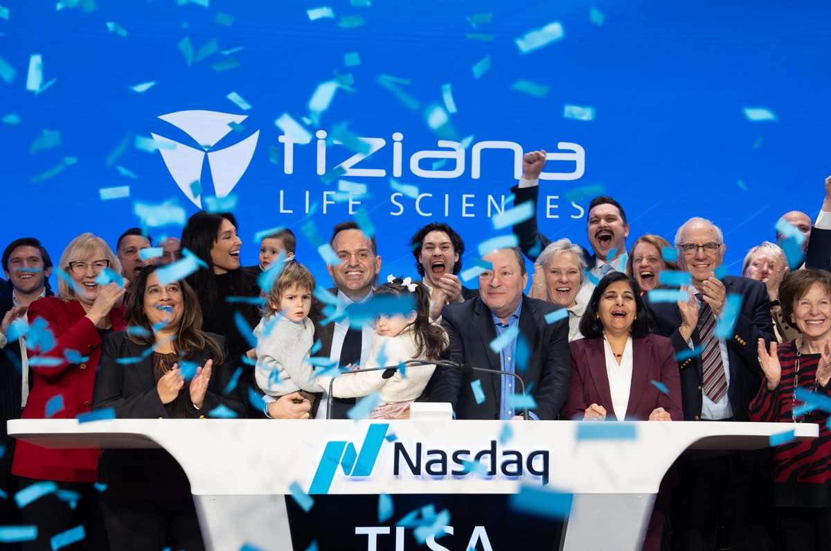 NasdaqExchange's tweet image. ⚕️ @TizianaLS a clinical-stage biopharmaceutical company developing breakthrough therapies using transformational drug delivery technologies. 
🎊 Proud to call you #NasdaqListed, $TLSA!