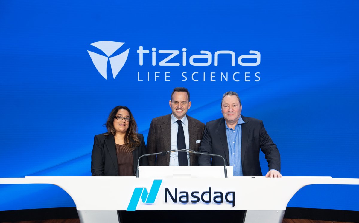 NasdaqExchange's tweet image. ⚕️ @TizianaLS a clinical-stage biopharmaceutical company developing breakthrough therapies using transformational drug delivery technologies. 
🎊 Proud to call you #NasdaqListed, $TLSA!