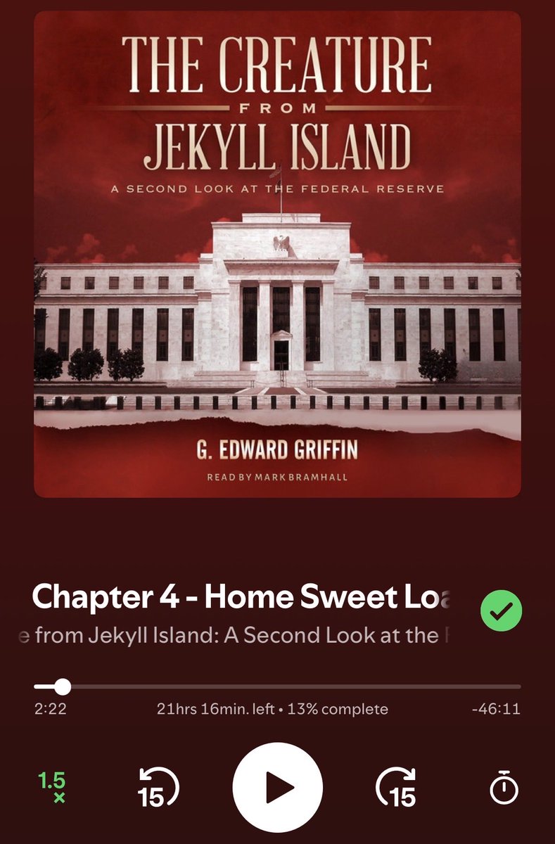 IF EVERYONE IN 🇺🇸 AMERICA WOULD LISTEN TO JUST THE 1ST CHAPTER OF THIS BOOK EVERYTHING WOULD CHANGE OVERNIGHT.

On the creation of the FED.
The day the USA was taken over.

Available on Spotify.
I’m reading yet again.