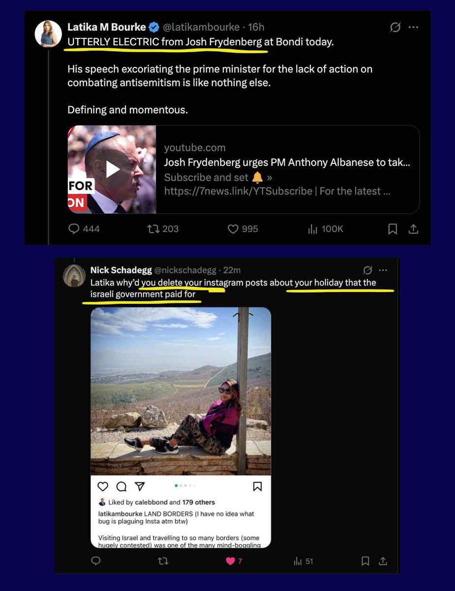 Aaronsmith333's tweet image. I’m astonished and concerned the ABC has employed Latika Bourke.

Few journalists have been as openly partisan or as fundamentally compromised.