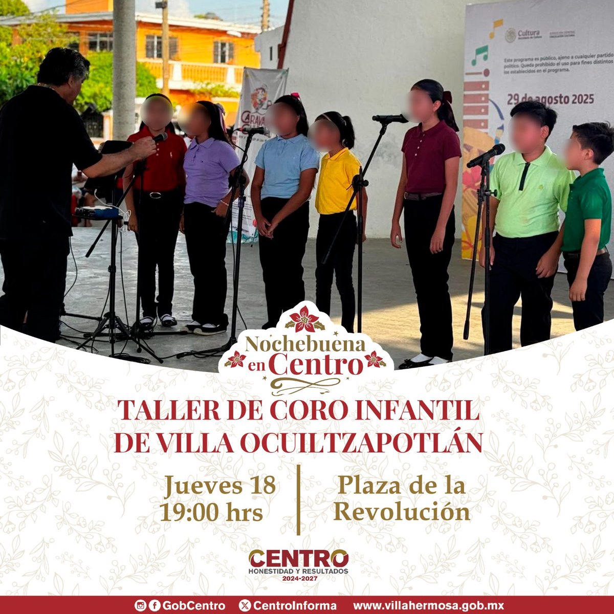 ✨🎄Te invitamos a disfrutar este jueves 18 de diciembre las presentaciones de baile, pastorela, coro infantil y teatro el Escenario de Nochebuena en Centro.
📍Acompáñanos frente a Palacio Municipal en Plaza de la Revolución donde también tenemos piñatas, carrusel, trenecito y