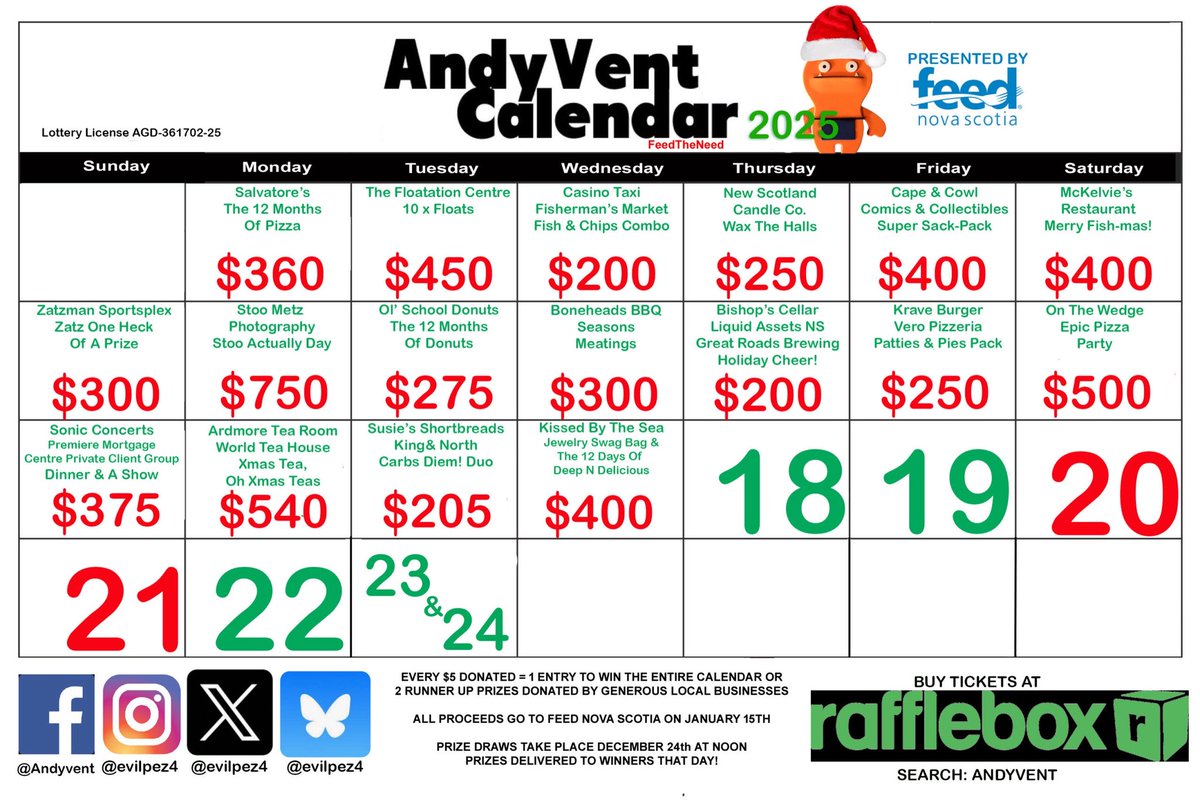 evilpez4's tweet image. DAY 17🎅🏻🍰🐚
$400 IN JEWELRY &amp;amp; 12 DAYS OF DEEP N DELICIOUS CAKES from Kissed By The Sea: Sea Glass Creations &amp;amp; More
$5 donated = 1 entry at chance to win entire calendar while supporting Feed Nova Scotia
👉🏼AndyVent.ca #FeedTheNeed
Buy tix at: rafflebox.ca/raffle/feedns-…
