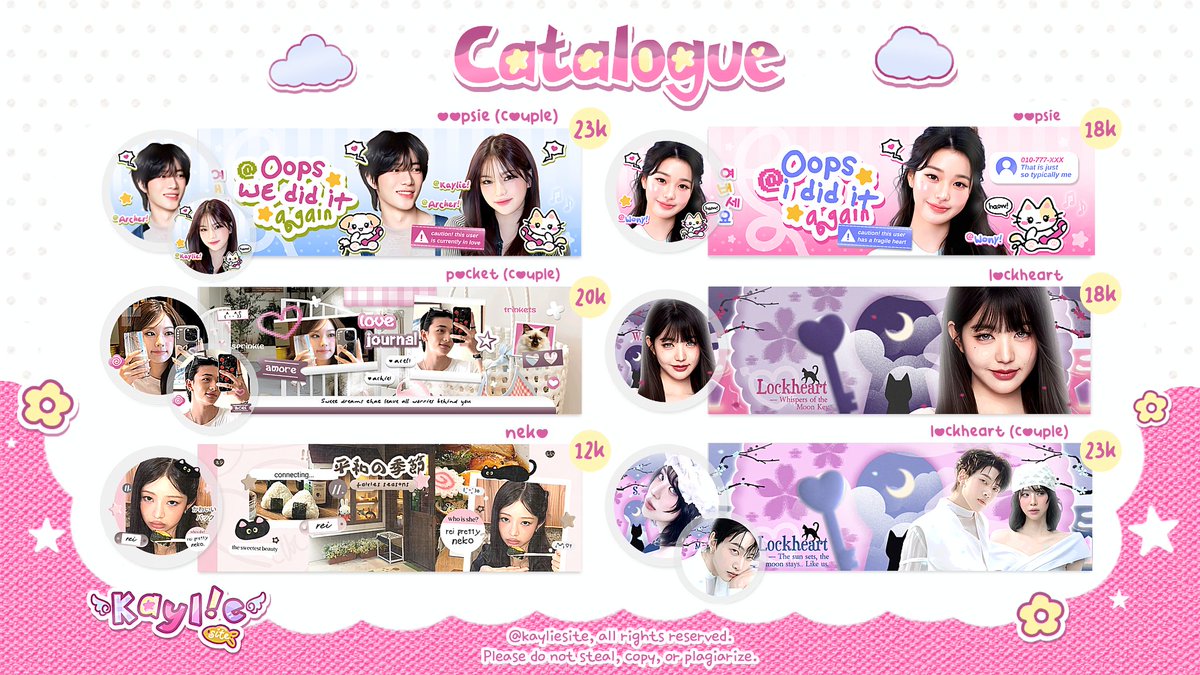 kayliesite's tweet image. ♫  ʾ ๑🎀🍥⠀rt(s) are cherished!⠀♥︎ xx.⠀

(⠀mi cherish kiosk: open⠀) 💭🌷 “...살살!”⠀for lovers of trinket charms, this space offers fancy profile layout ☆ 제발 check full catalogs on reply! __ :3 🐇🎼 ⁺ ᪈  99.9% lucky-hearts  &amp;lt; pls come! &amp;gt; 🍀

#zonauang 001