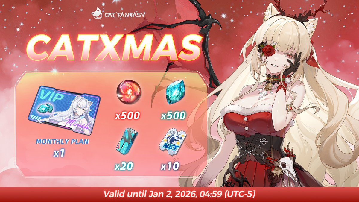 🎄 Merry Christmas from Catto City 🎁

✨ Christmas Gift Code: CATXMAS
🕒 Valid until Jan 2, 2026, 04:59 (UTC-5)

May this Christmas be filled with warmth and memorable moments.
May the familiar melodies, festive lights, and the companions by your side come together to make this