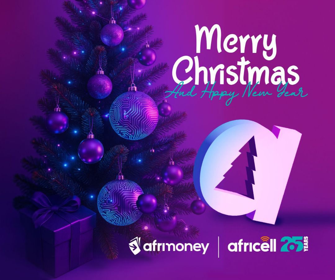 Merry Christmas🎄to you and yours🤩. 

From all of us at #AfricellSL, we’re wishing you a day filled with joy, laughter, love, and beautiful moments with the people who matter most🎁💜.

May your Christmas be merry and bright🎅🏾🙌🏾.

#MerryChristmas
#Africell25
#AfrimoneySL