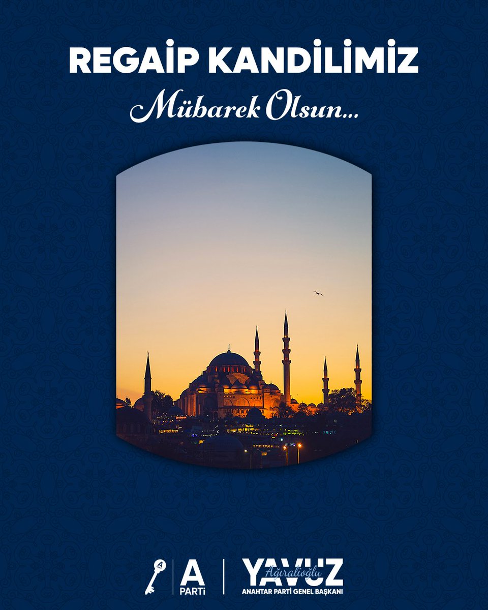 Rahmetin kapılarının aralandığı, duaların göğe yükseldiği Regaip Kandili’nin; milletimize huzur, gönüllerimize ferahlık, ülkemize birlik ve dirlik getirmesini diliyorum.
Regaip Kandilimiz mübarek olsun.