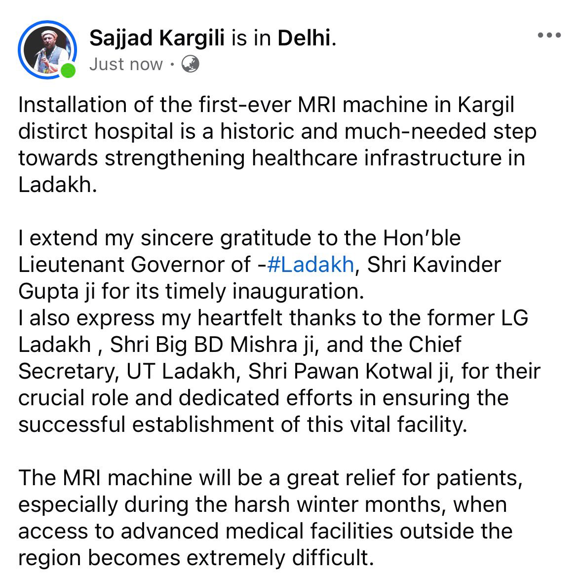 JUIAK_Ladakh's tweet photo. This is the examplry work done by our political affairs incharge, Congratulations
Big thank you to Shri BD Mishra Ji former LG Ladakh for this wonderful step. 
@NazirMehdi_  @SajjadKargili_ https://t.co/iQeoeFBNTW