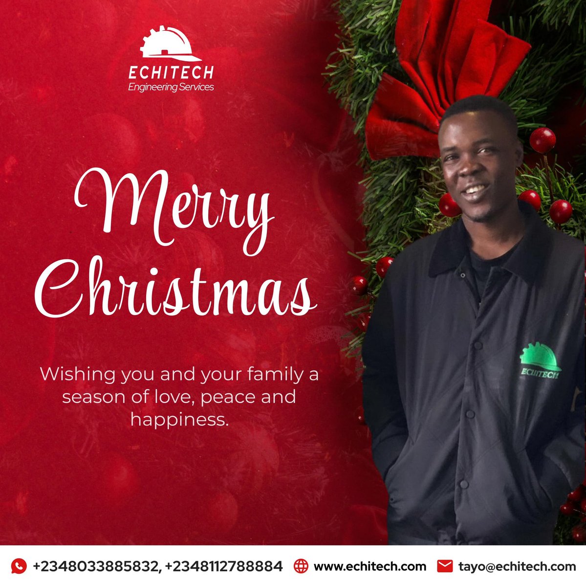 🎄 Merry Christmas from Echitech! 🎁

As the festive lights twinkle across Lagos and beyond, the Echitech family extends heartfelt wishes to our partners, clients, and the entire safety‑engineering community. 🎉

Warm regards,
The Echitech Team