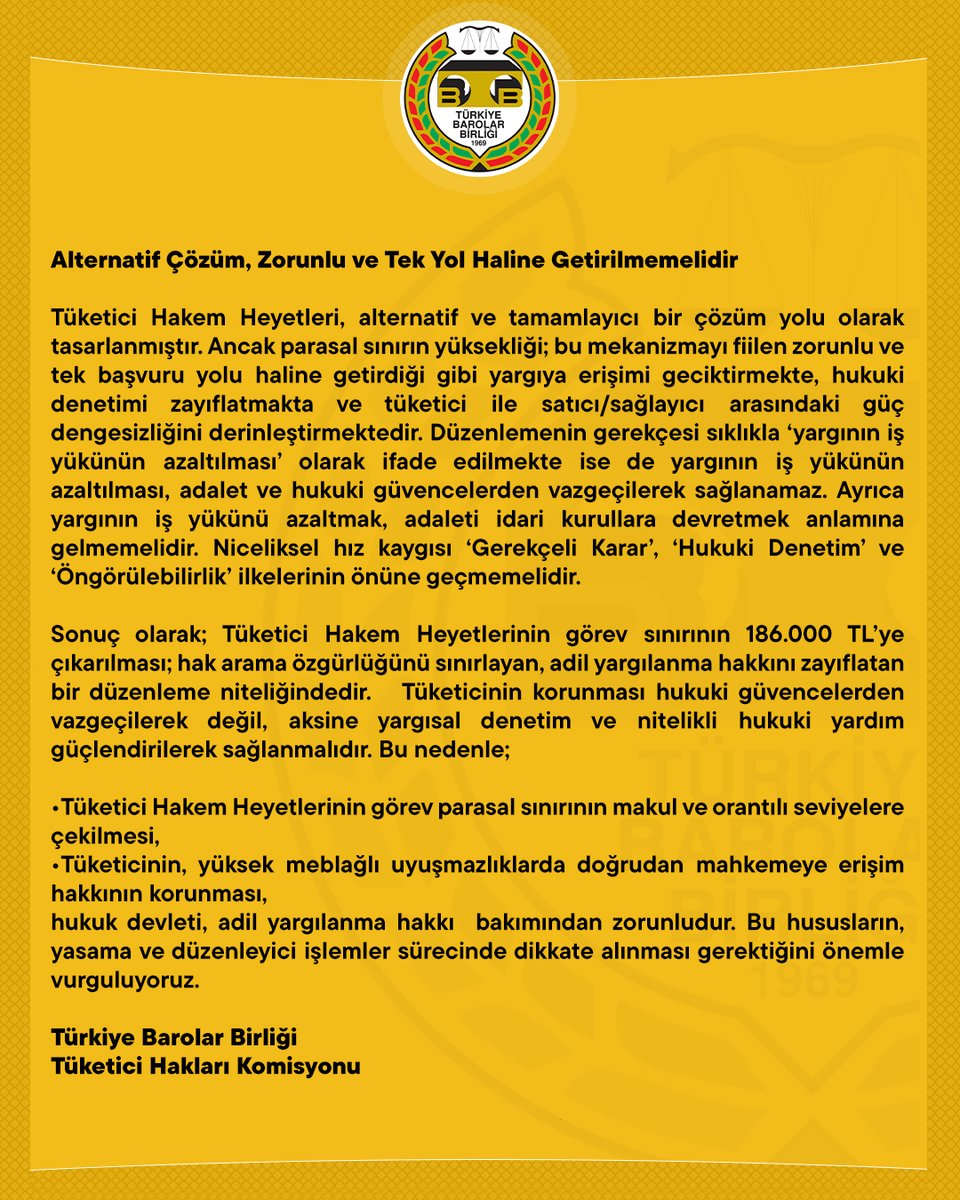 barolar's tweet photo. Parasal Sınırın Aşırı Yükseltilmesi Hak Arama Özgürlüğünü Zedelemektedir

👉  https://t.co/nix2daLWex https://t.co/B1hYehfuO9
