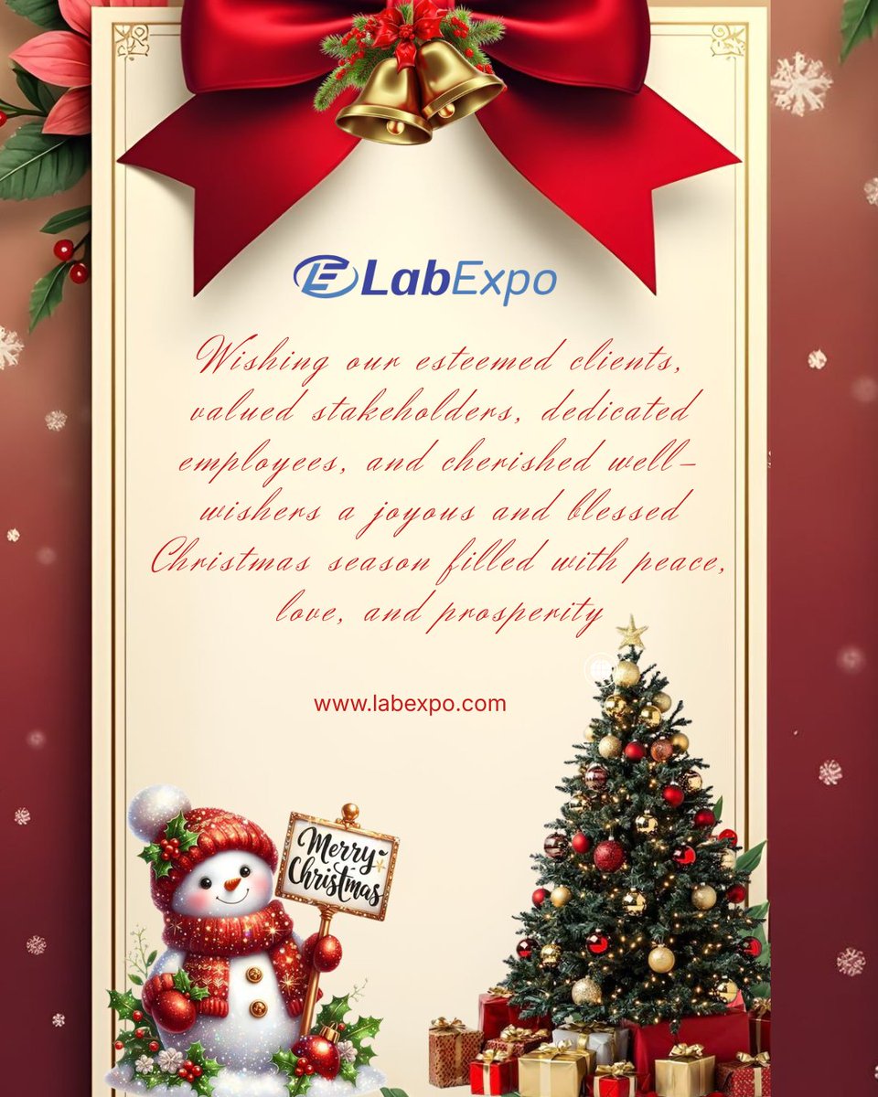 LabExpo_LLC's tweet photo. LabExpo wishes you a Merry Christmas! May your holidays be filled with joy, health,and scientific discoveries.Thank you for trusting us to support your lab needs this year 

info@labexpo.com
Learn more:https://t.co/HUCd25Bjiz

#LabExpo #MerryChristmas #HappyHolidays #LabEquipment https://t.co/zz2Sym4DlK