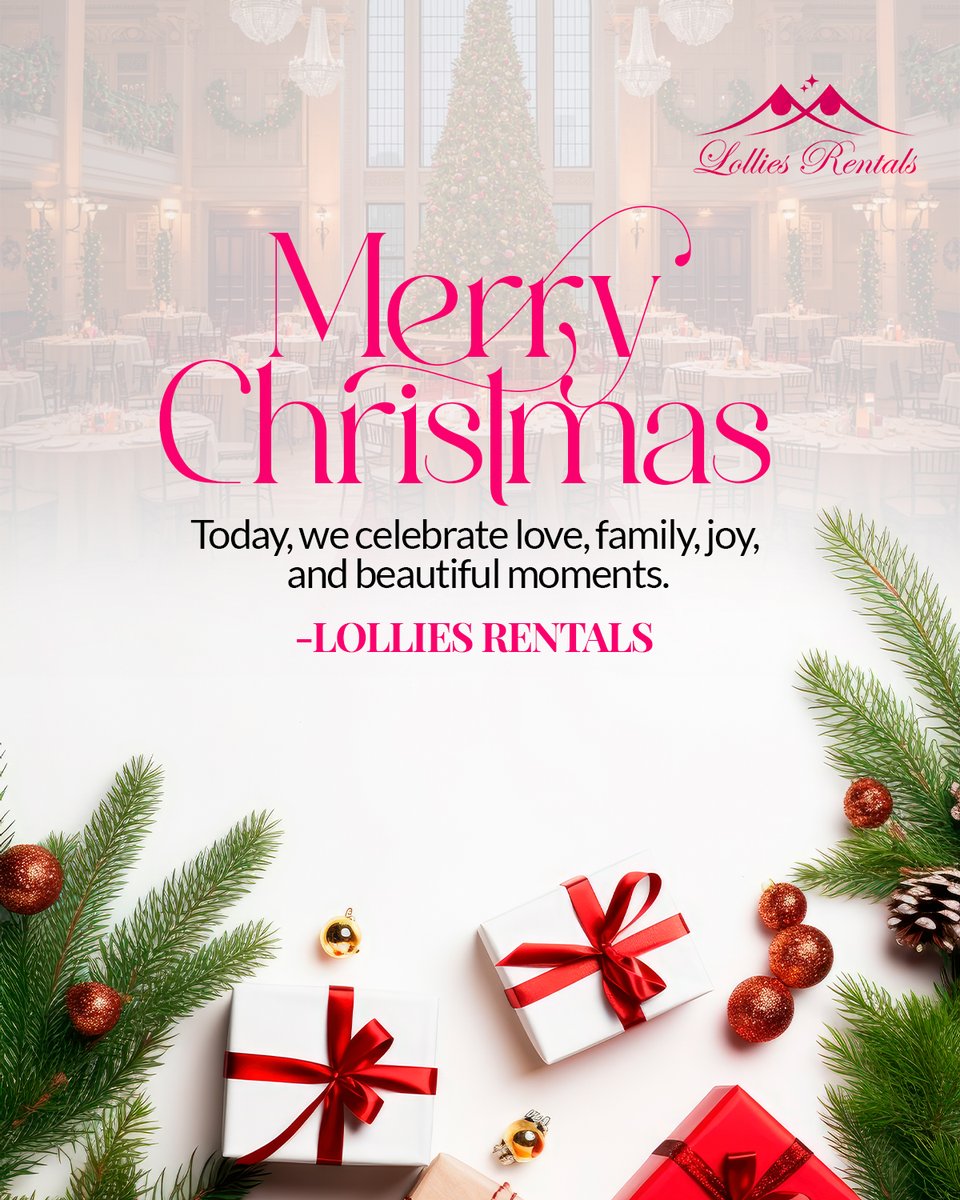 LolliesRentals's tweet photo. Merry Christmas 🎄

Today, we celebrate love, family, joy, and beautiful moments.

Thank you to everyone who trusted @LolliesRentals  this year.

+44 7947 079436
https://t.co/k4F4wat2ua

#MerryChristmas
#LolliesRentals
#ChristmasCelebration
#EventRentals
#PartySetup https://t.co/7NPZGaJ3Di