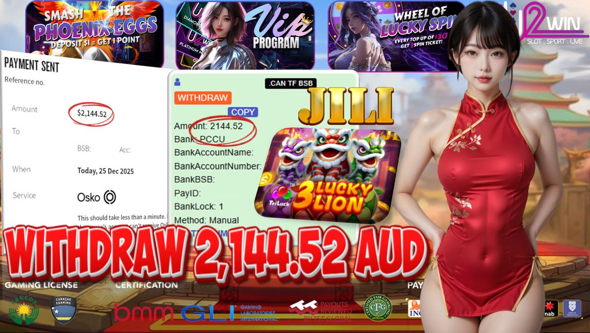 U2WINCOMPANY's tweet photo. 🎰🎰🎰 ： 300.00 AUD 
🎰🎰🎰   :  2,144.52 AUD
🎰🎰🎰   :  🎰🎰
🎰🎰🎰   :  3 LUCKY LION
📌 FACEBOOK SHARE BONUS 
📌 TELEGRAM SHARE BONUS  
📌 BIRTHDAY BONUS 
📌WEEKLY COMMISSION BONUS 
🪩 https://t.co/C9D1cEH6hx
📱  https://t.co/sLbtb4r4A4
📱 https://t.co/wW4Ix7L9UM https://t.co/E0gNVAQGlp