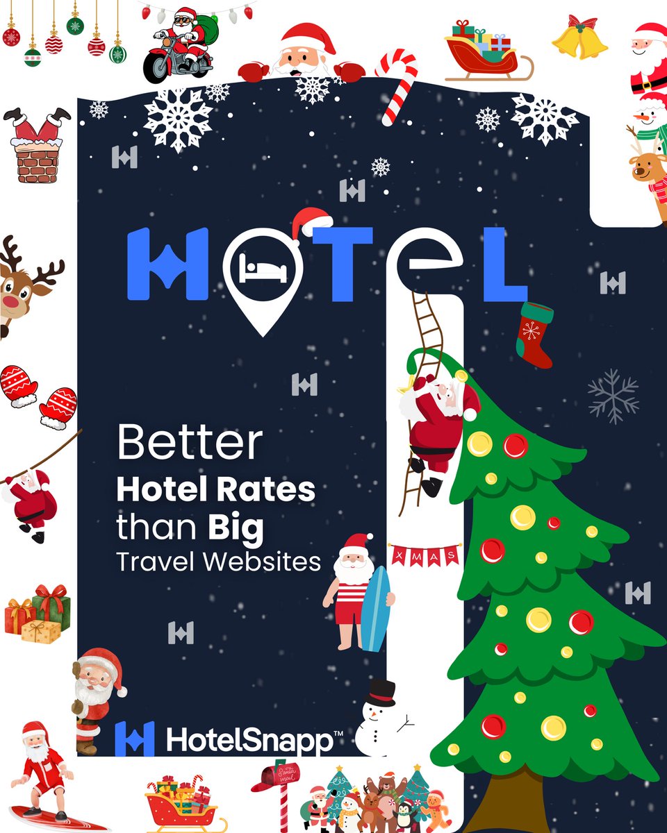 HotelSnapp's tweet photo. 🎄 Planning Christmas or New Year travel?
Hotel prices go crazy during the festive season, but you do not have to overpay.

Just find any hotel price online → take a screenshot → upload it on HotelSnapp and get better hotel rates than big travel websites, even during peak dates https://t.co/5MittNMzZK