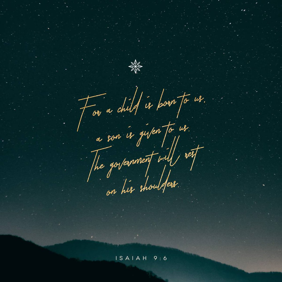 calebbetta's tweet image. Isaiah 9:6 NLT
[6] For a child is born to us, a son is given to us. The government will rest on his shoulders. And he will be called: Wonderful Counselor, Mighty God, Everlasting Father, Prince of Peace.

bible.com/bible/116/isa.…