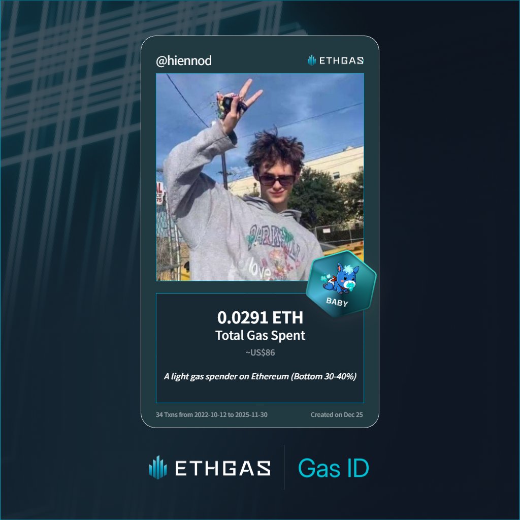 hiennod's tweet photo. Leveled up in the Great Gas Reckoning with ETHGas! 💪

Baby Jack status: 0.0291 ETH gas spent, 8 Beans earned—supporting the Gasless Future!

Claim your Gas ID at https://t.co/HjYH9g49DO https://t.co/KUy3nwD2Bh
