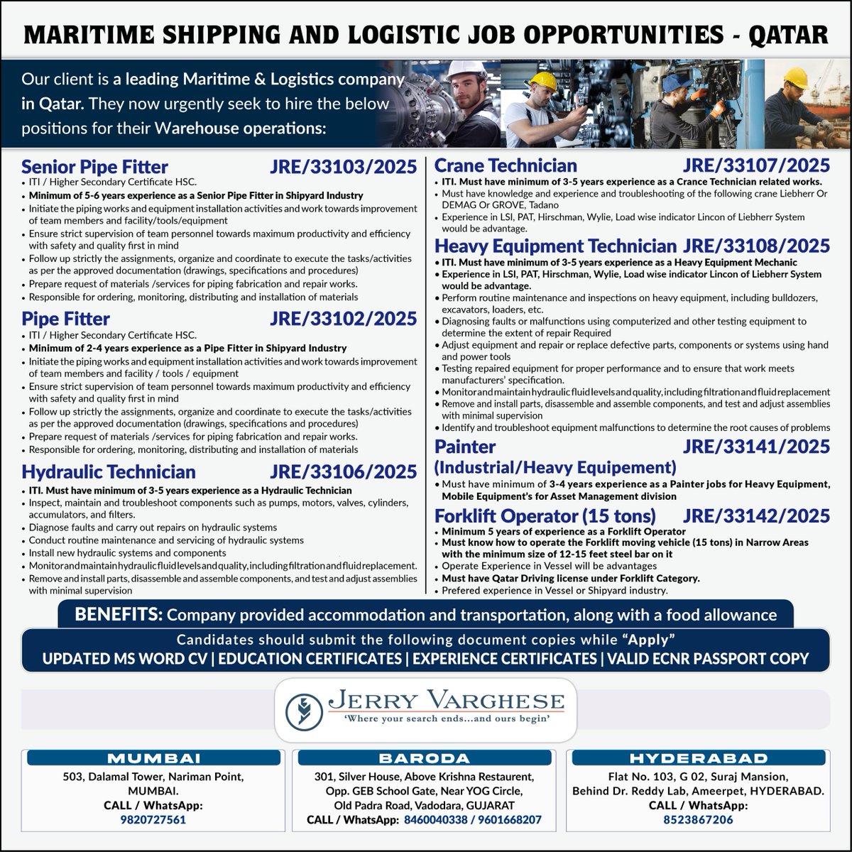 jviglobal's tweet photo. Maritime, Shipping and Logistics - Qatar | Job Opportunities for a leading Maritime &amp; Logistics company in Qatar | To apply please visit our official website: https://t.co/ZCnjfxz0Eg and complete the registration process. Once registered, Go to Job Search and Enter Job Title https://t.co/puA7mucnG2