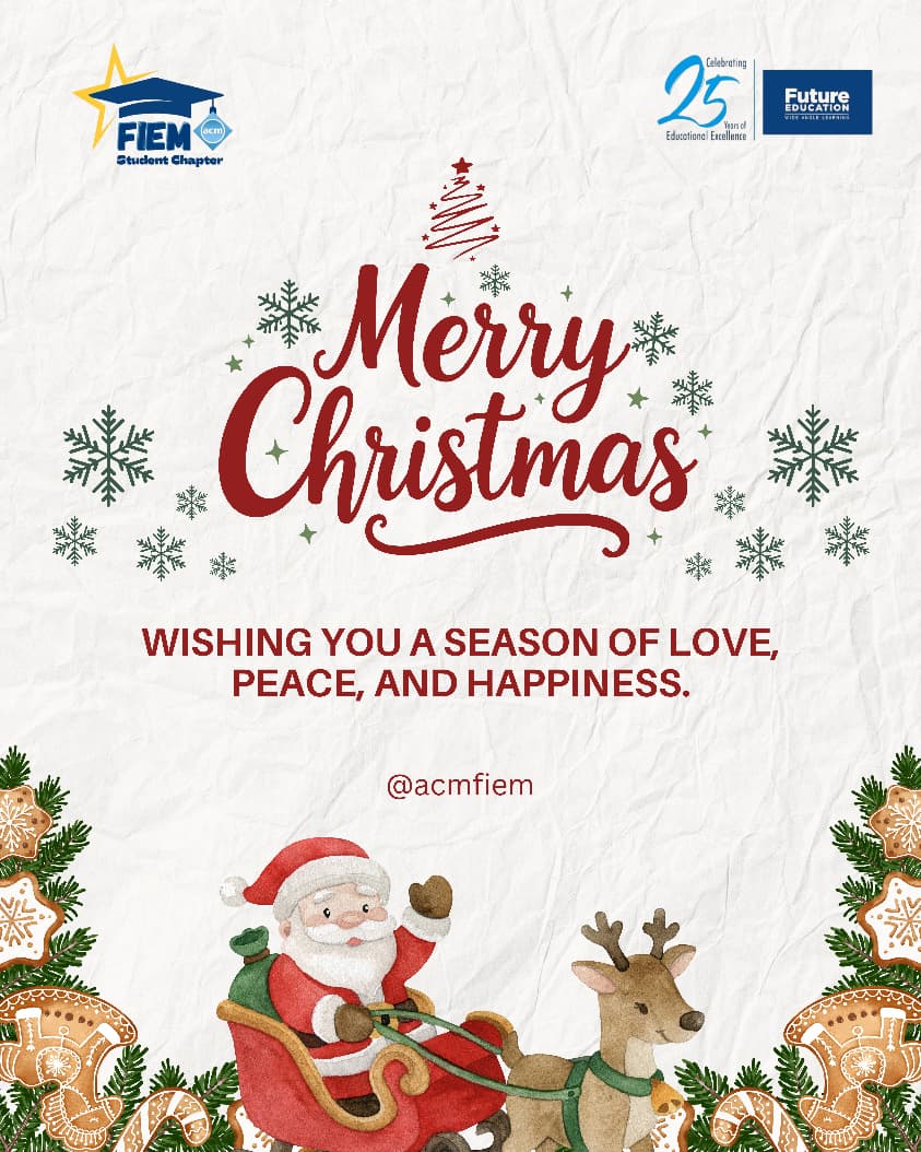 o ho ho! 🎅✨
Here’s to love, peace, happiness, and lots of festive cheer this Christmas 🎄
Warm wishes from FIEM ACM Student Chapter 🤍

#FIEMACMStudentChapter
#InnovateToInspire
#ACMIndia
#ACMCommunity
#MerryChristmas
