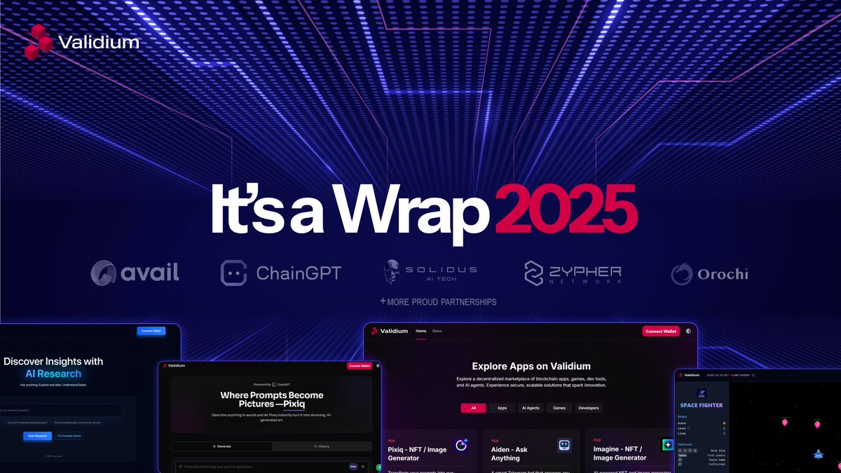 As 2025 comes to an end, we are proud to share what has been a breakthrough year for Validium 🚀

We launched our Devnet in Q1 and are on track for the Testnet in Q3, while rolling out key infrastructure like Validium CLI tools, RPCs, and developer services 🛠️
Our Validium