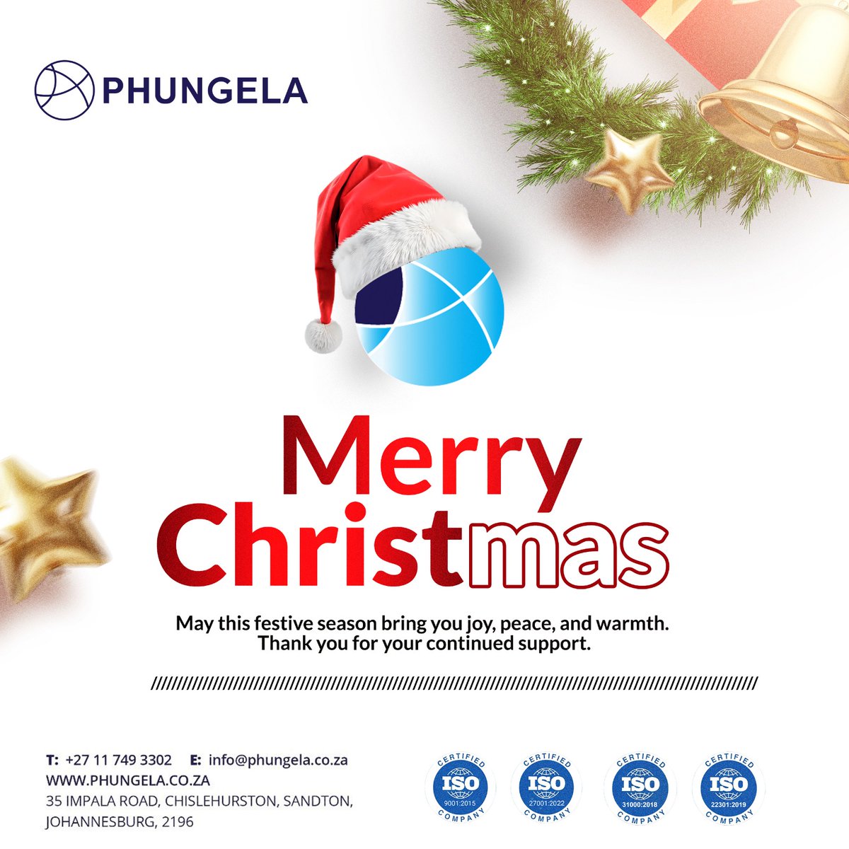 🎄✨ Merry Christmas from Phungela! ✨🎄

May your day be filled with joy, love, warmth, and beautiful moments shared with those who matter most. ❤️🎁❄️

#Phungela #FestiveSeason #MerryChristmas #holidays #Digitaltransformation