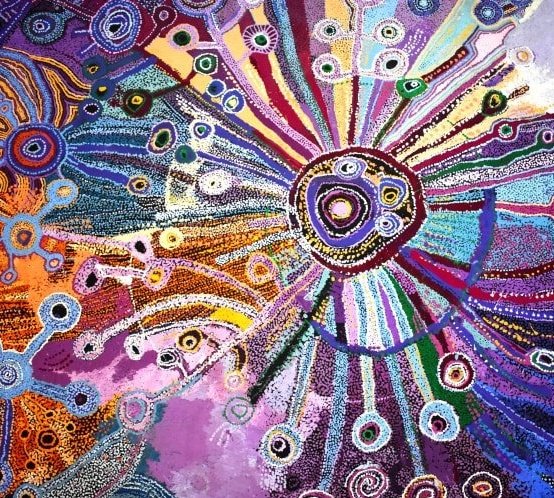 Collaborative artwork, 2019 by the senior Indigenous women artists of Amata in the APY Lands of Australia, 
 #WomensArt