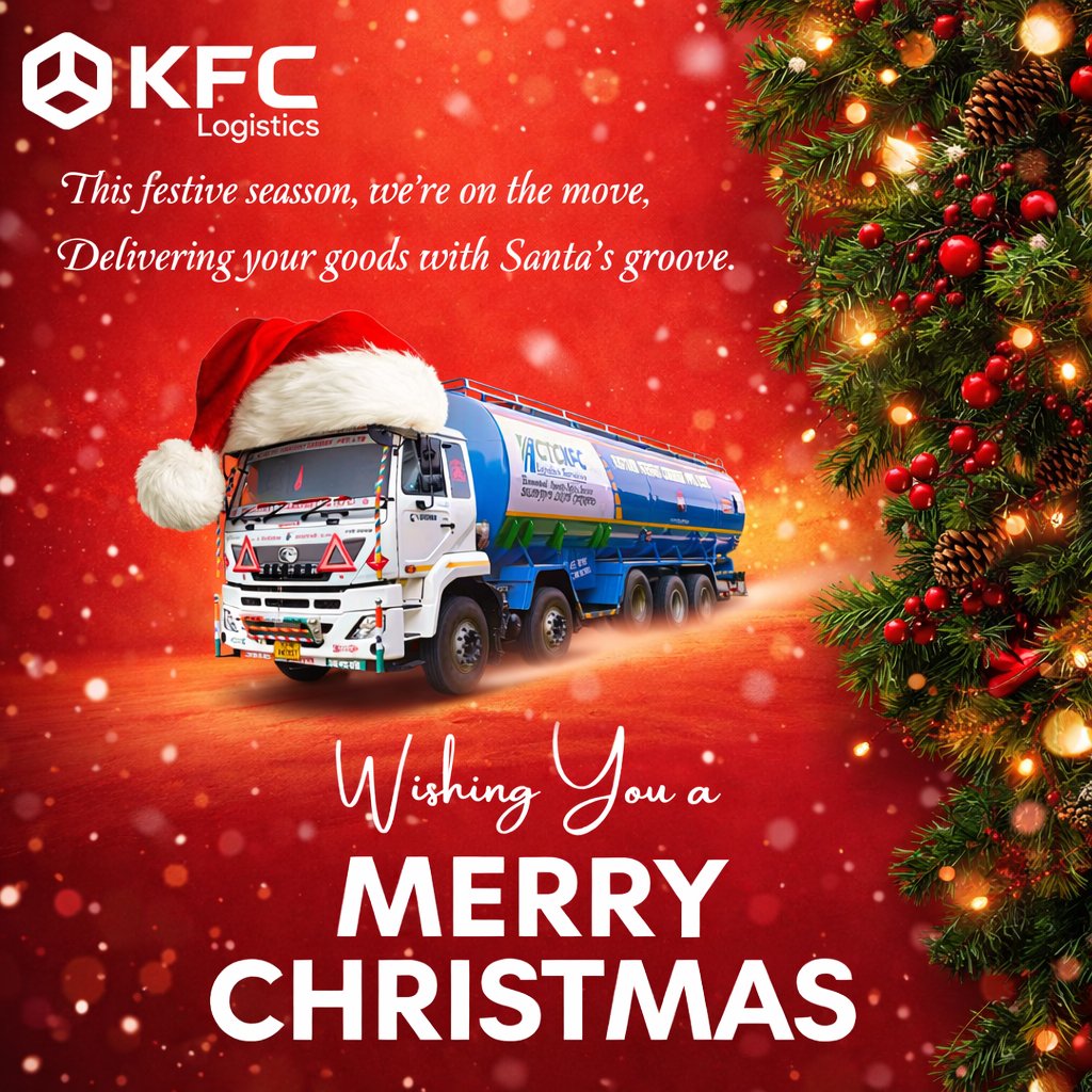 KFCLogistics's tweet photo. On the move this festive season, delivering smiles along the way. Wishing you a Merry Christmas! 🎄 https://t.co/cBJgBk2QdS