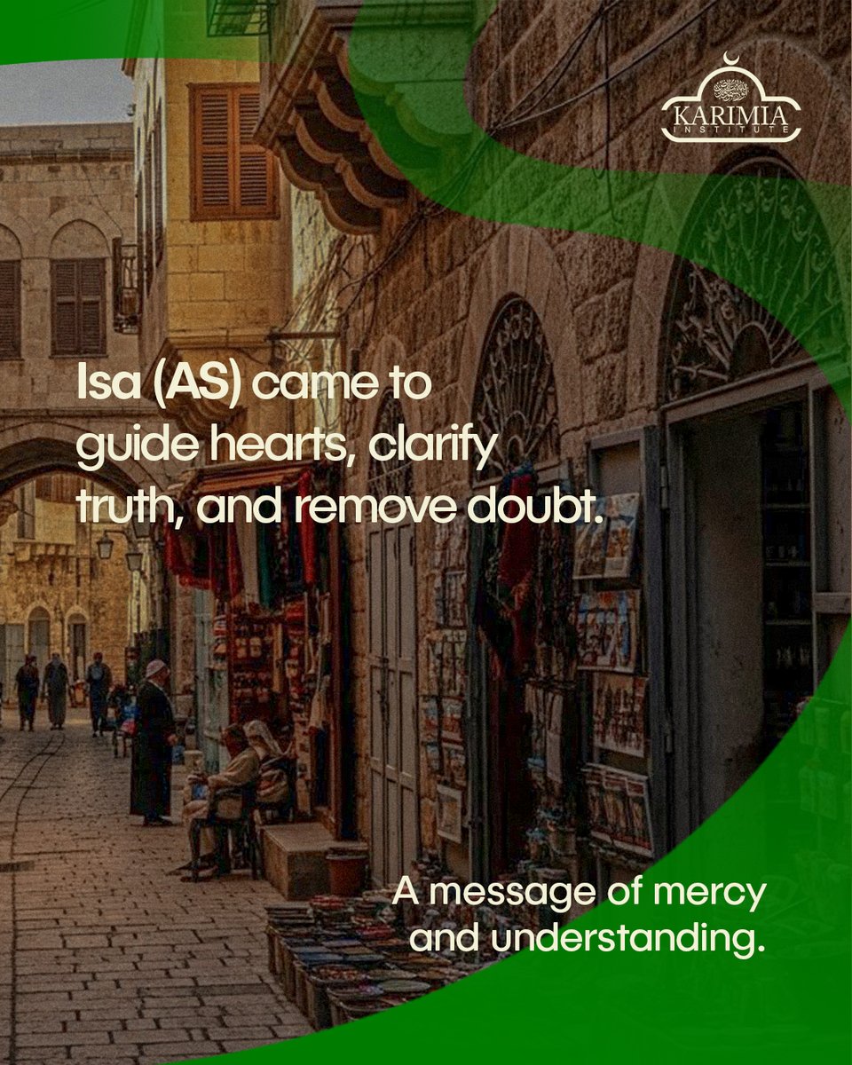 officialkarimia's tweet image. Islam honours Prophet Isa (Jesus عليه السلام) —
a Prophet sent to guide hearts, clarify truth, and remove doubt.

Understanding this shared reverence builds respect and peace.

#IsaAS #JesusInIslam #UnderstandingIslam #KarimiaInstitute
